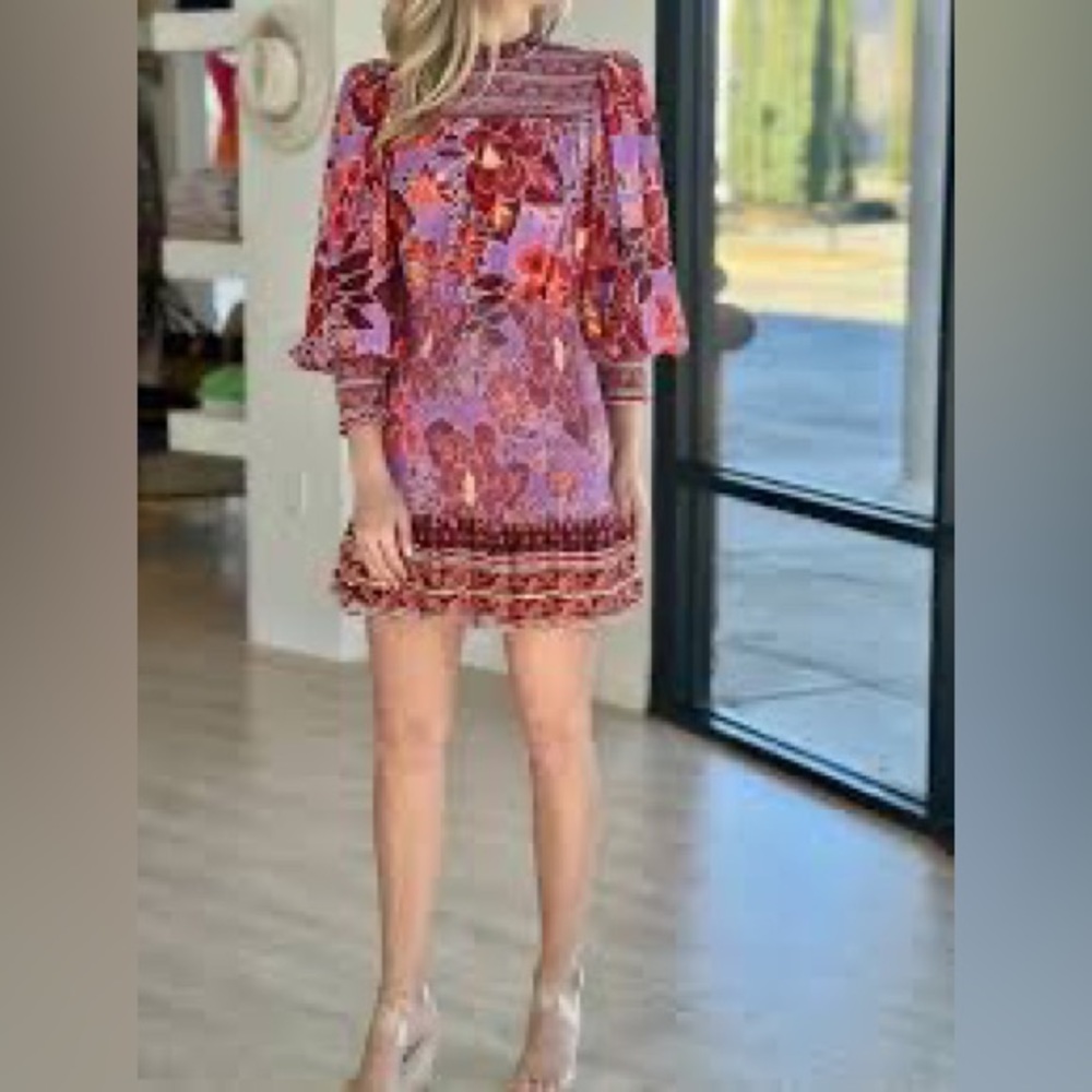 🥭 FARM RIO Sweet Floral Long Sleeve Minidress - Picture 17 of 17